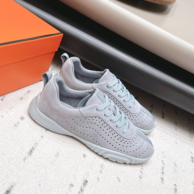 HM 26S TRAIL SNEAKERS IN LIGHT GREY PERFORATED SUEDE