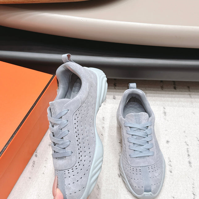 HM 26S TRAIL SNEAKERS IN LIGHT GREY PERFORATED SUEDE