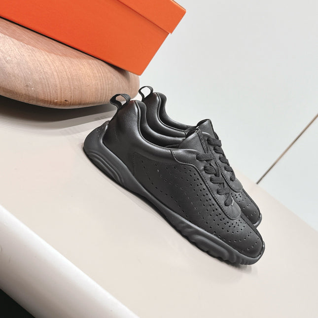 HM 26S TRAIL SNEAKERS IN BLACK PERFORATED CALFSKIN