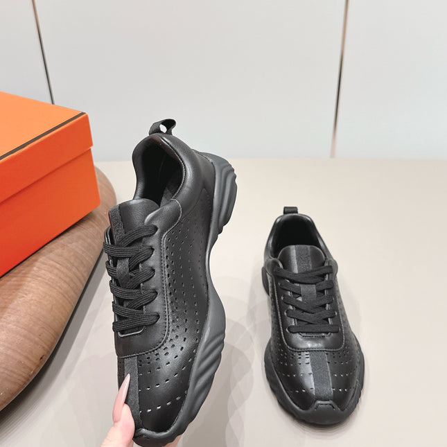 HM 26S TRAIL SNEAKERS IN BLACK PERFORATED CALFSKIN