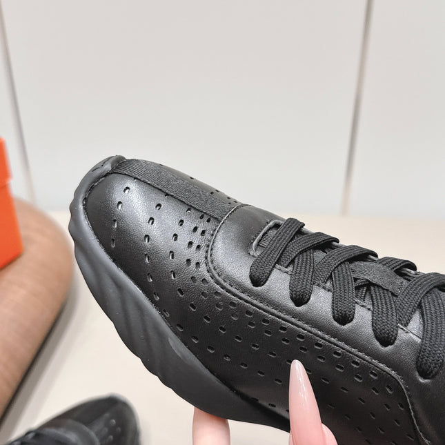 HM 26S TRAIL SNEAKERS IN BLACK PERFORATED CALFSKIN