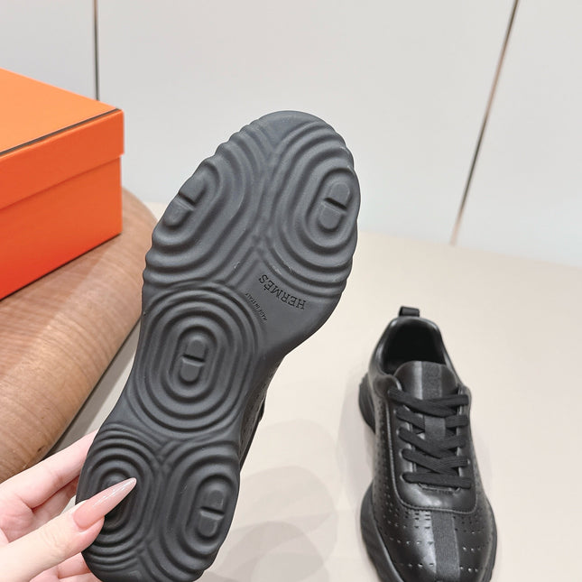 HM 26S TRAIL SNEAKERS IN BLACK PERFORATED CALFSKIN