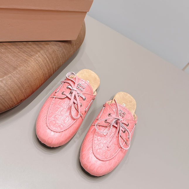 MIUMIU 26S LOAFER MULES IN PINK CALFSKIN