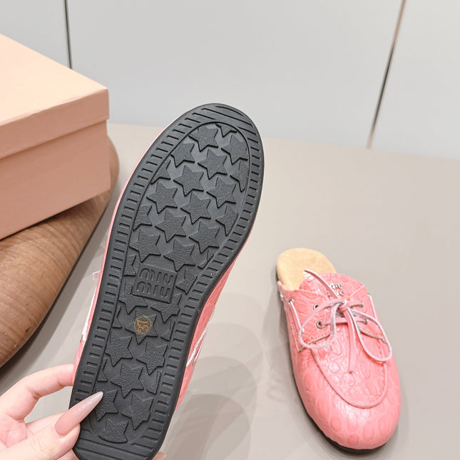 MIUMIU 26S LOAFER MULES IN PINK CALFSKIN