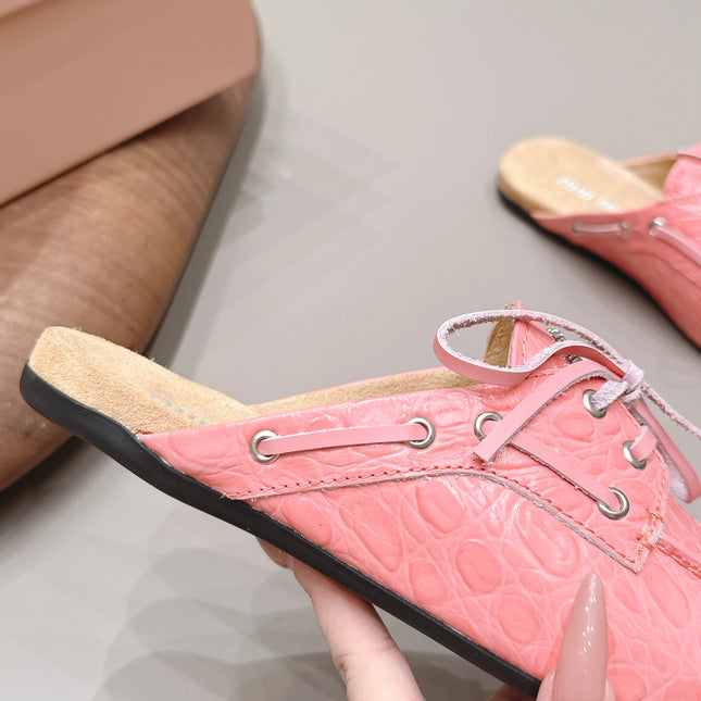 MIUMIU 26S LOAFER MULES IN PINK CALFSKIN