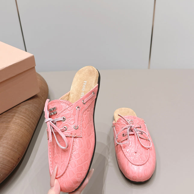 MIUMIU 26S LOAFER MULES IN PINK CALFSKIN