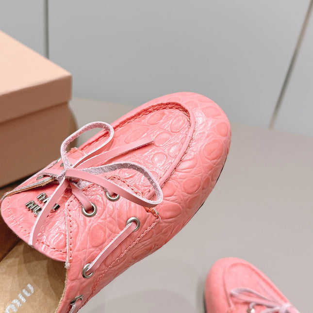 MIUMIU 26S LOAFER MULES IN PINK CALFSKIN