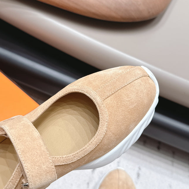HM 26S KICHU BALLET FLAT IN LIGHT BROWN SUEDE