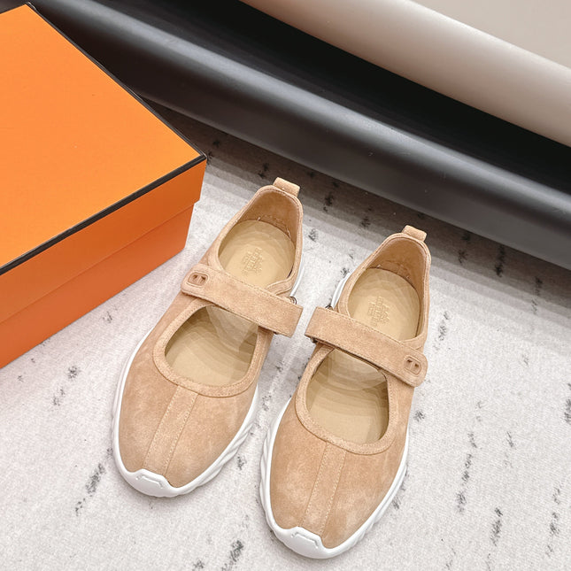 HM 26S KICHU BALLET FLAT IN LIGHT BROWN SUEDE