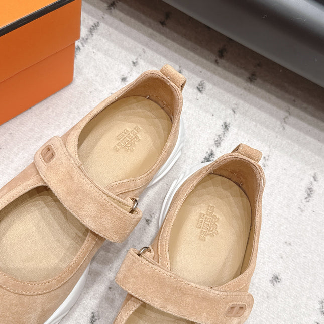 HM 26S KICHU BALLET FLAT IN LIGHT BROWN SUEDE