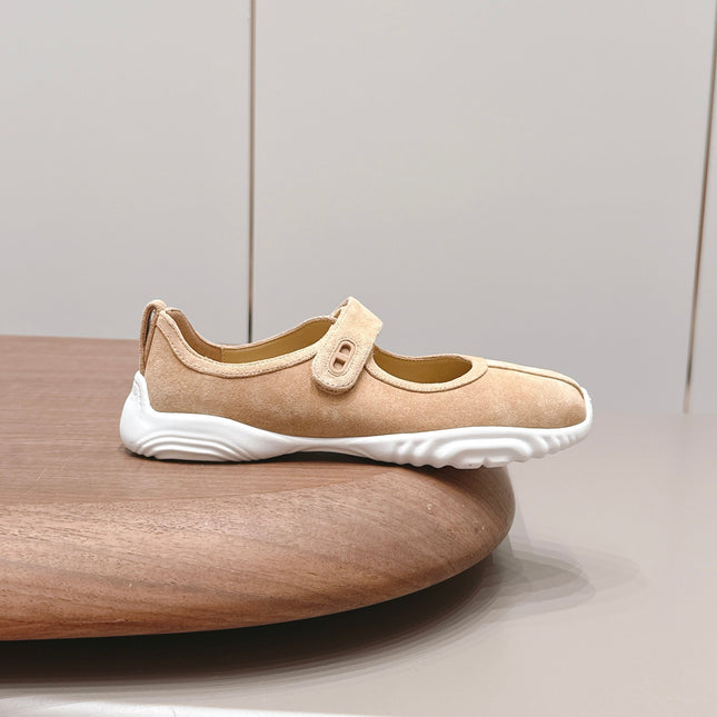 HM 26S KICHU BALLET FLAT IN LIGHT BROWN SUEDE