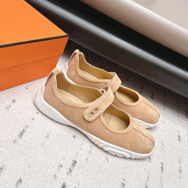 HM 26S KICHU BALLET FLAT IN LIGHT BROWN SUEDE