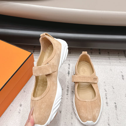 HM 26S KICHU BALLET FLAT IN LIGHT BROWN SUEDE