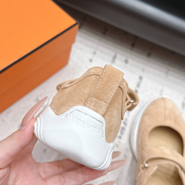 HM 26S KICHU BALLET FLAT IN LIGHT BROWN SUEDE
