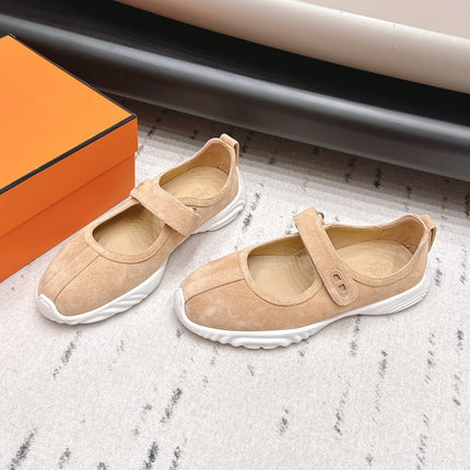 HM 26S KICHU BALLET FLAT IN LIGHT BROWN SUEDE