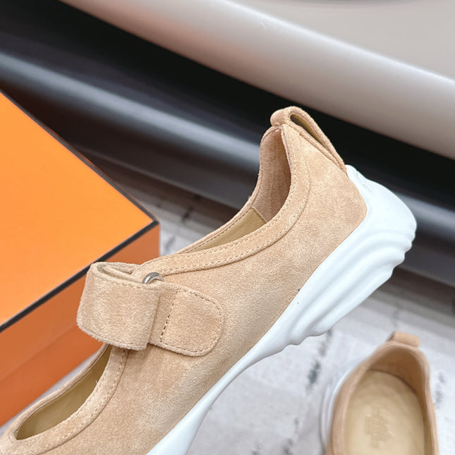 HM 26S KICHU BALLET FLAT IN LIGHT BROWN SUEDE