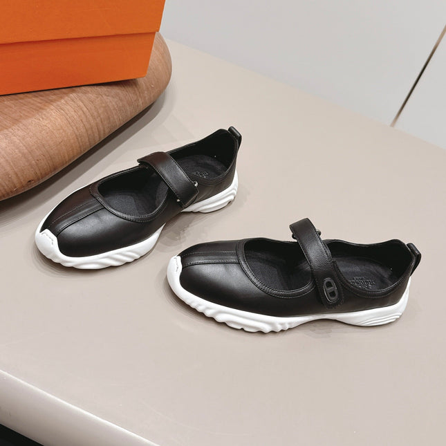 HM 26S KICHU BALLET FLAT IN BLACK CALFSKIN