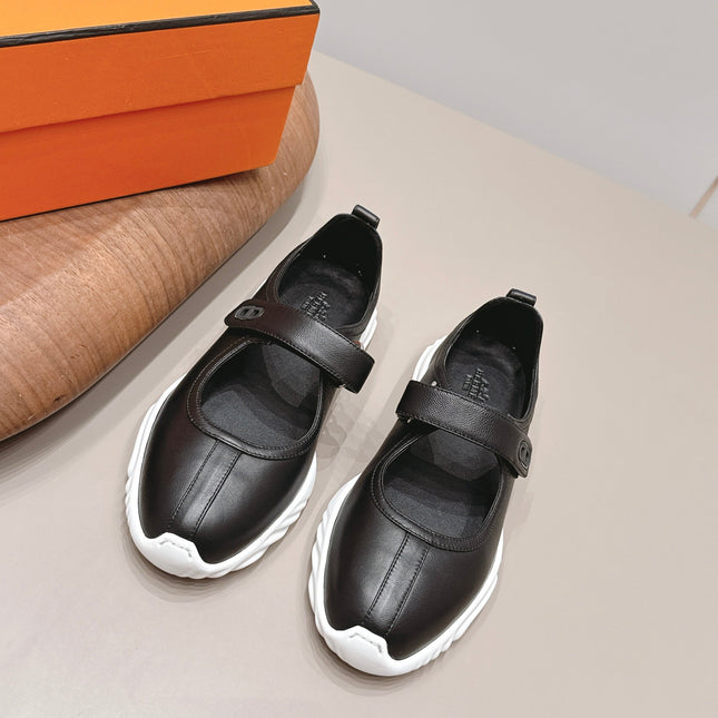 HM 26S KICHU BALLET FLAT IN BLACK CALFSKIN