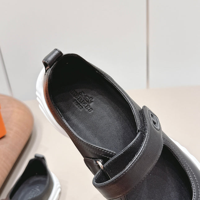 HM 26S KICHU BALLET FLAT IN BLACK CALFSKIN