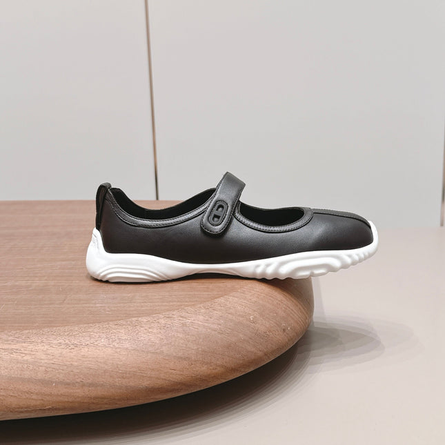 HM 26S KICHU BALLET FLAT IN BLACK CALFSKIN