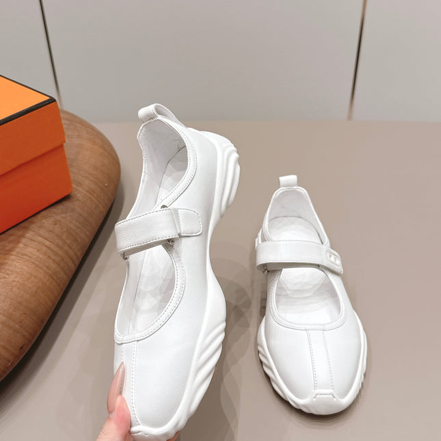 HM 26S KICHU BALLET FLAT IN WHITE CALFSKIN