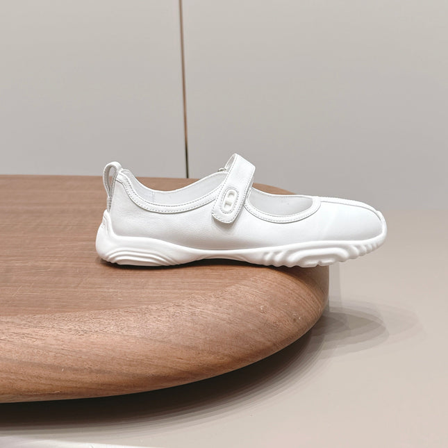 HM 26S KICHU BALLET FLAT IN WHITE CALFSKIN