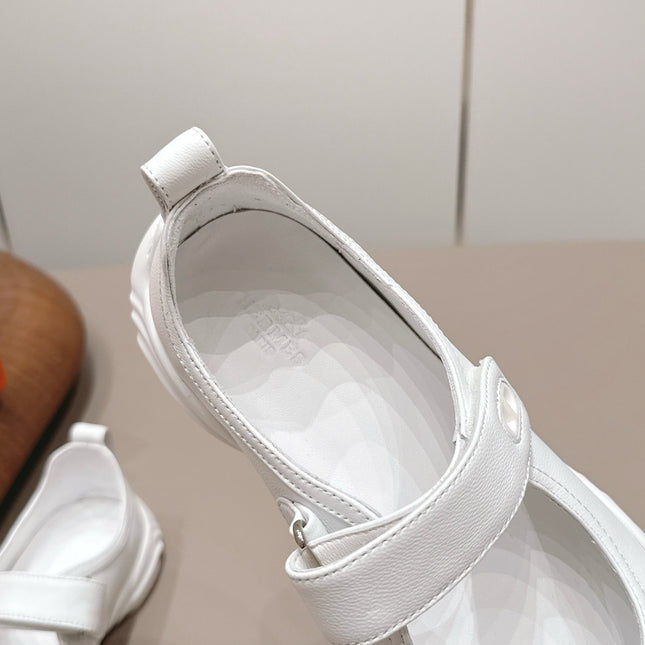 HM 26S KICHU BALLET FLAT IN WHITE CALFSKIN