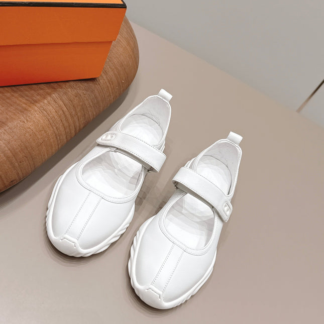 HM 26S KICHU BALLET FLAT IN WHITE CALFSKIN