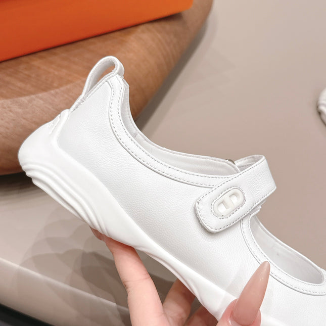 HM 26S KICHU BALLET FLAT IN WHITE CALFSKIN