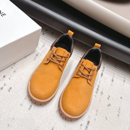 CELINE 26S LACE UP SHOES 30 MM IN TAN SUEDE