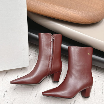 CELINE 26S ANKLE BOOTS 60 MM IN BURGUNDY SMOOTH CALFSKIN