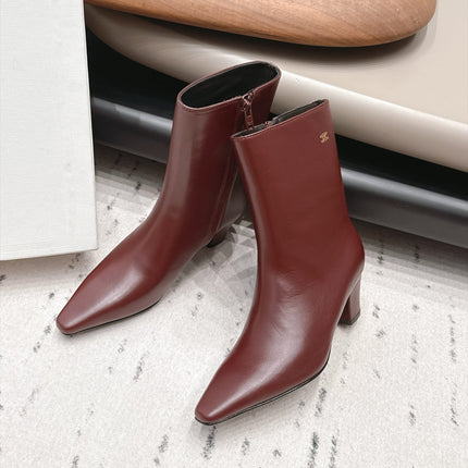 CELINE 26S ANKLE BOOTS 60 MM IN BURGUNDY SMOOTH CALFSKIN