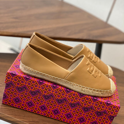 TORY BURCH ESPADRILLES IN CAMEL BEIGE CALFSKIN
