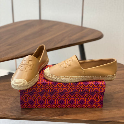 TORY BURCH ESPADRILLES IN CAMEL BEIGE CALFSKIN