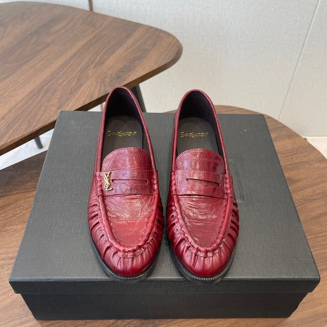 YSL 26S LOAFER IN DARK RED CALFSKIN