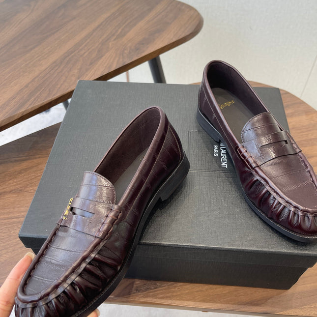 YSL 26S LOAFER IN DARK RED BROWN CALFSKIN