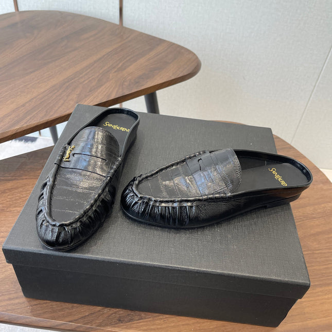 YSL 26S LOAFER MULES IN BLACK CALFSKIN