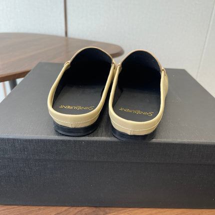 YSL 26S LOAFER MULES IN BEIGE CALFSKIN