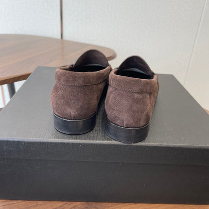 YSL 26S LOAFER IN EARTH BROWN SUEDE