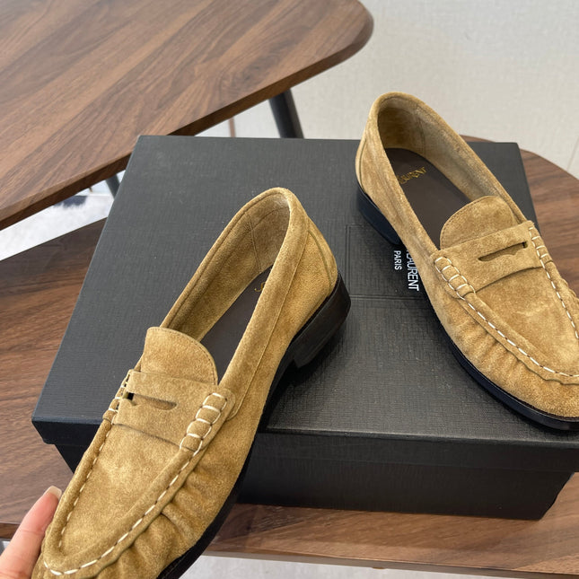 YSL 26S LOAFER IN LIGHT BROWN SUEDE