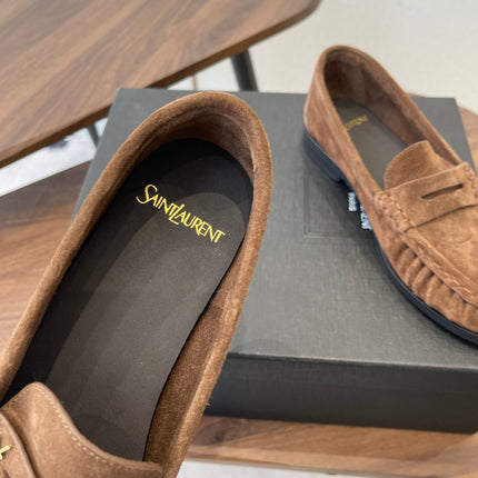 YSL 26S LOAFER IN BROWN SUEDE