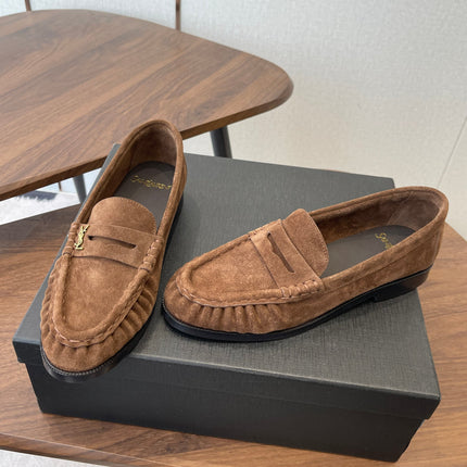 YSL 26S LOAFER IN BROWN SUEDE