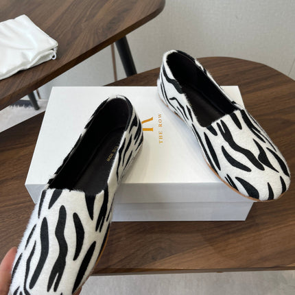 THE ROW 26S MARY JANES IN WHITE ZEBRA PRINT PONY HAIR