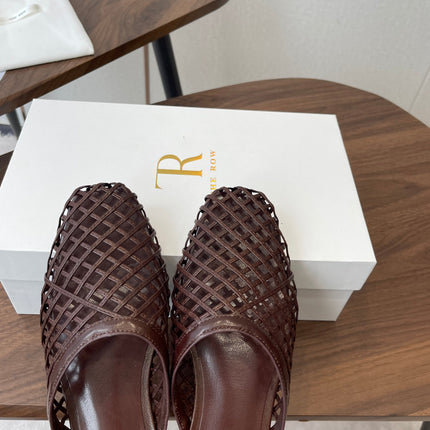 THE ROW 26S MULE SANDALS IN DARK BROWN CALFSKIN