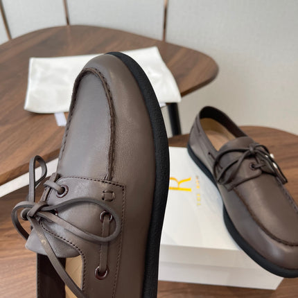 THE ROW 26S LOAFERS IN DARK BROWN CALFSKIN