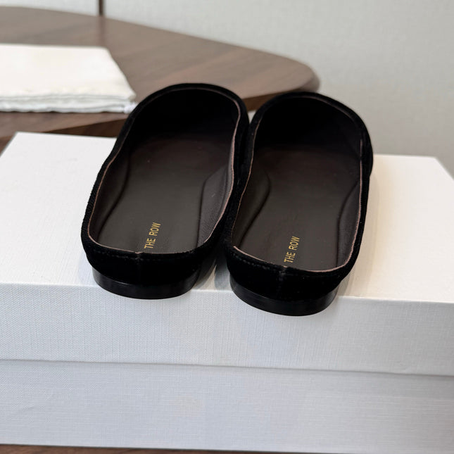 THE ROW 26S POINTED TOE MULES IN BLACK VELVET