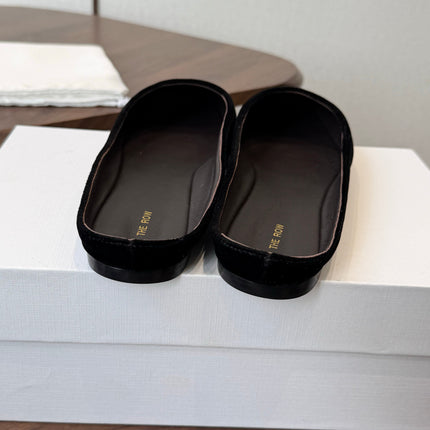 THE ROW 26S POINTED TOE MULES IN BLACK VELVET