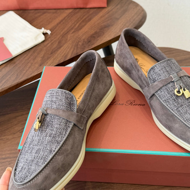 LP 26S LOAFERS IN BROWN SUEDE & FABRIC GOLD HARDWARE