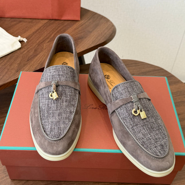 LP 26S LOAFERS IN BROWN SUEDE & FABRIC GOLD HARDWARE
