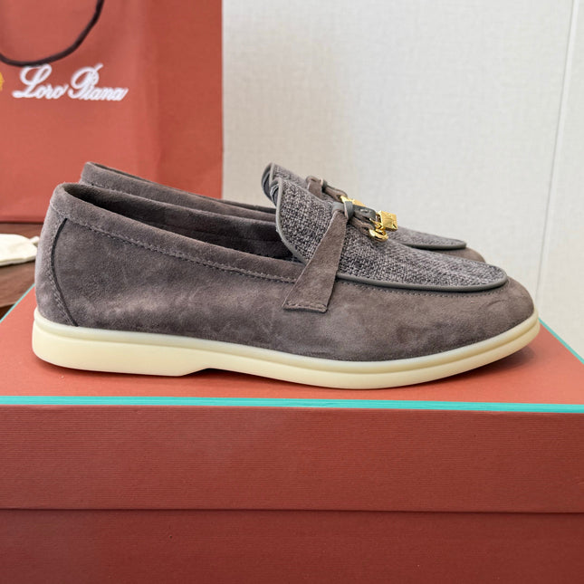 LP 26S LOAFERS IN BROWN SUEDE & FABRIC GOLD HARDWARE